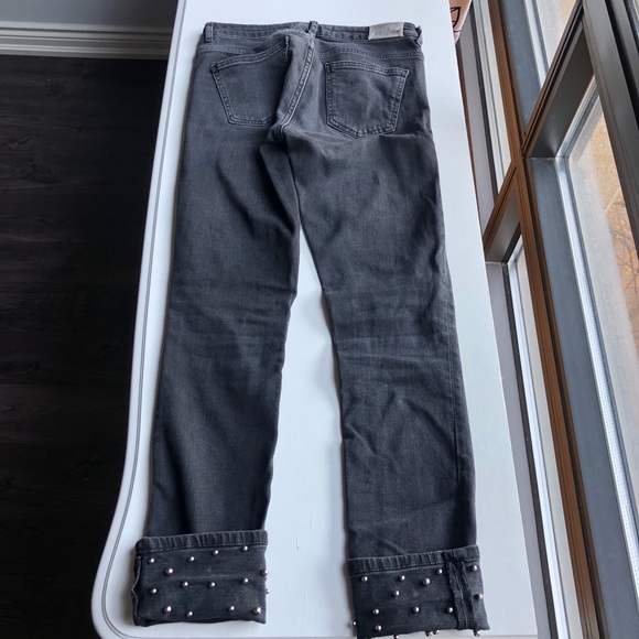 Zara Studded Cuffed Gray Jeans Size 4 - Picture 3 of 11